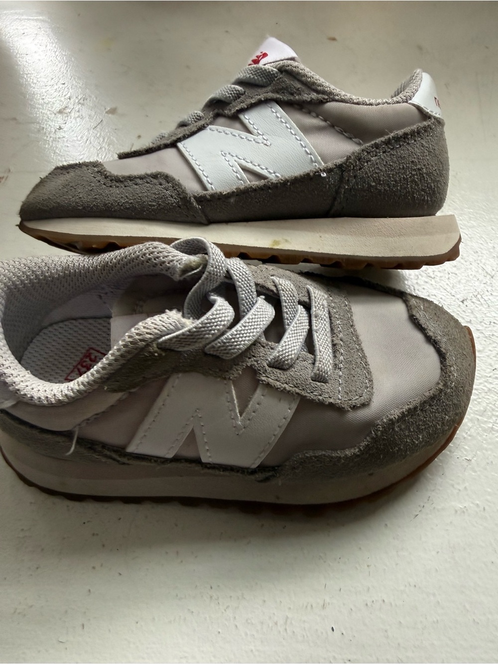 New Balance Kids Gray and White Casual Sneakers